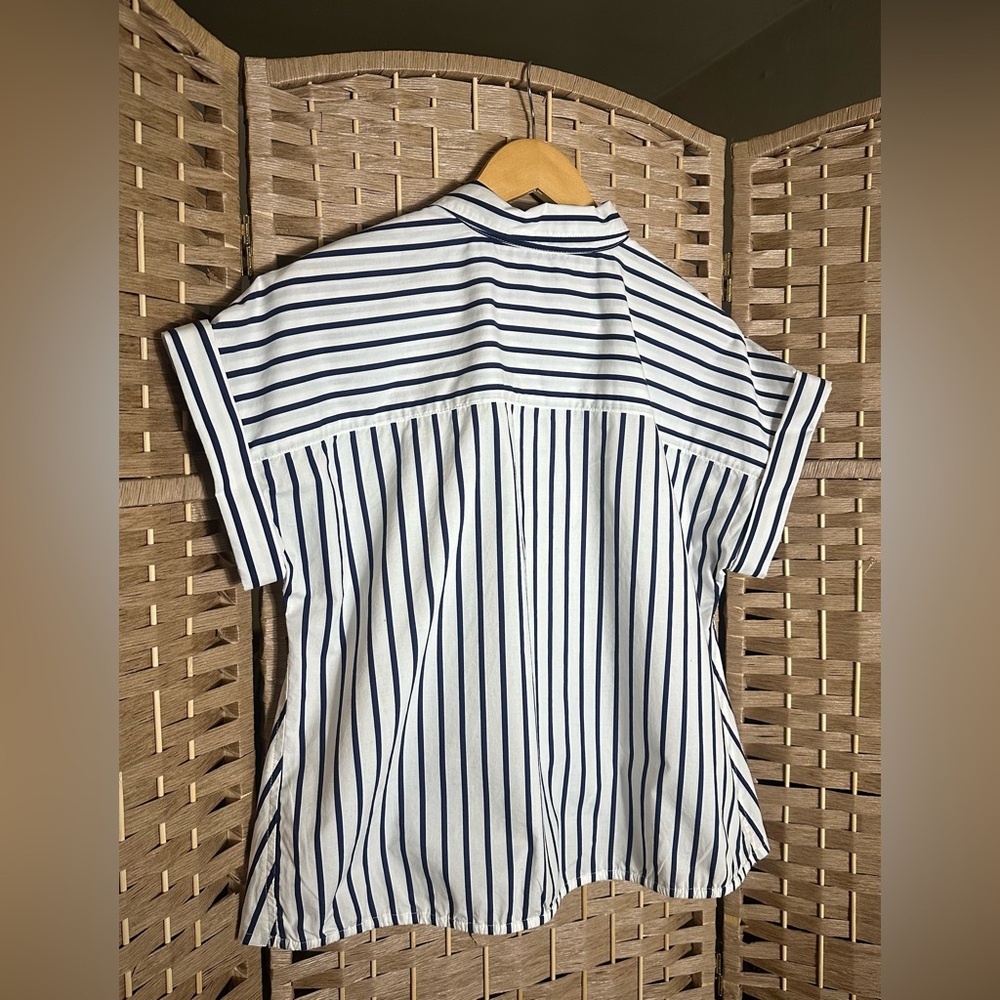 Talbots Twist Hem Nautical Stripe Shirt Top - Size Medium - Picture 6 of 10